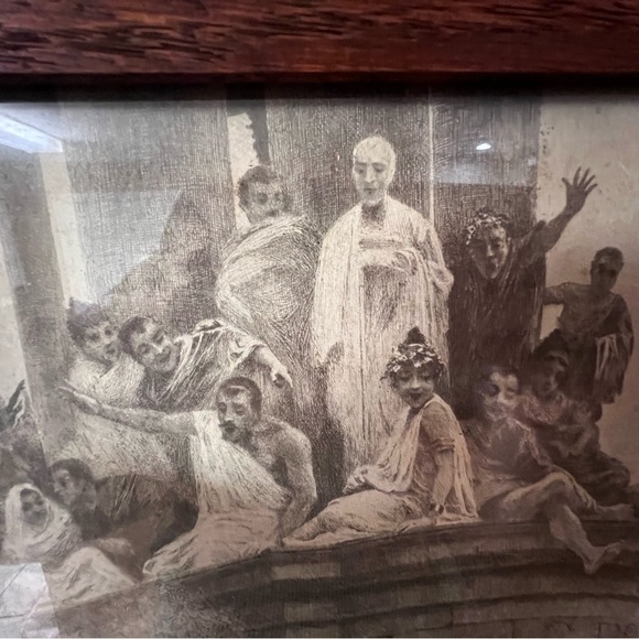 Antique Ulpiano Checa Framed Litho Print “The Chariot Race Crash, Wall Art, Neoc - Picture 5 of 9